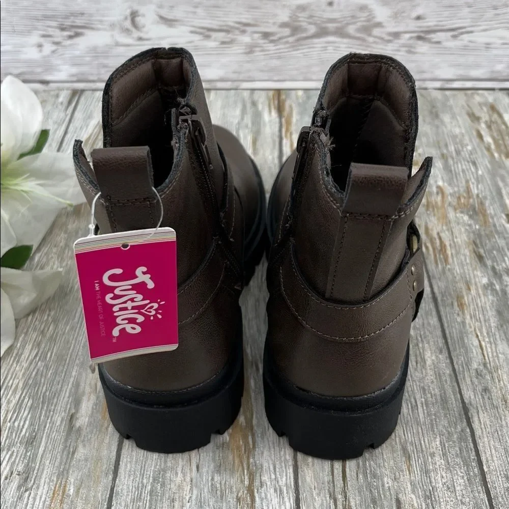 Justice Girls Moto Ankle Boots Shoes Size 3